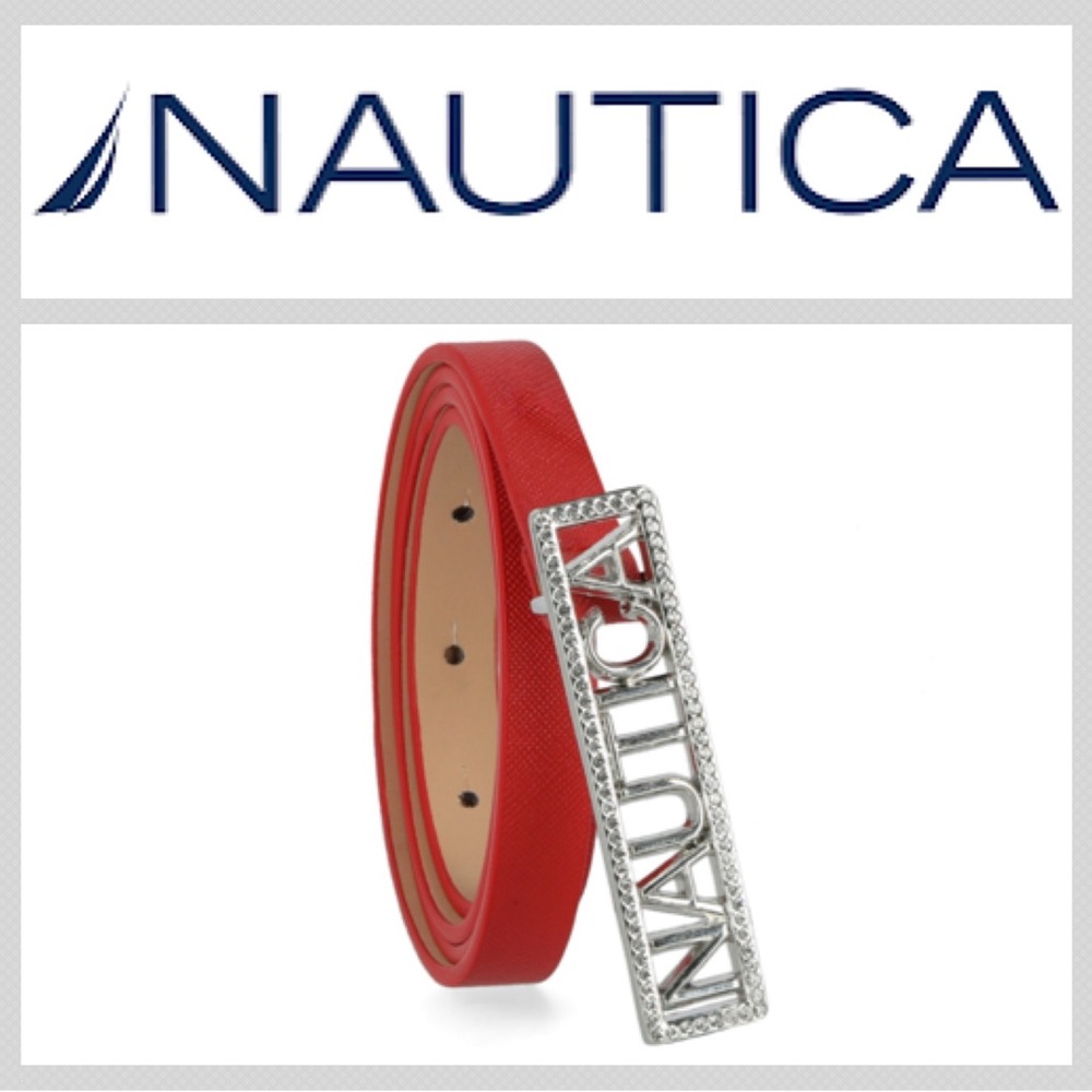 Nautica Women’s Logo Belt - Red, Silver, & Rhinestone NWT $40 Size Small